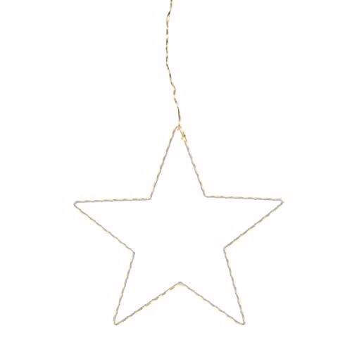 Lights4fun Outdoor Hanging Star Light Window Decoration with 134 Warm White LEDs, White, 38 cm – 4