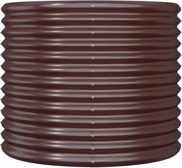 Berkfield Home Durable Powder-coated Steel Garden Planter Tub, Brown, W/D/H: 80 x 80 x 68 cm – 1