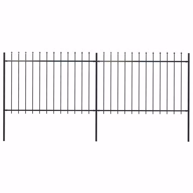 Berkfield Home Elegant Spear Top Steel Garden Fence, Black, W: 340 cm, H: 120 cm