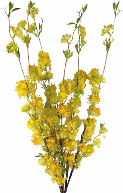 Yellow Artificial Blossom Spray Stems with Leaves