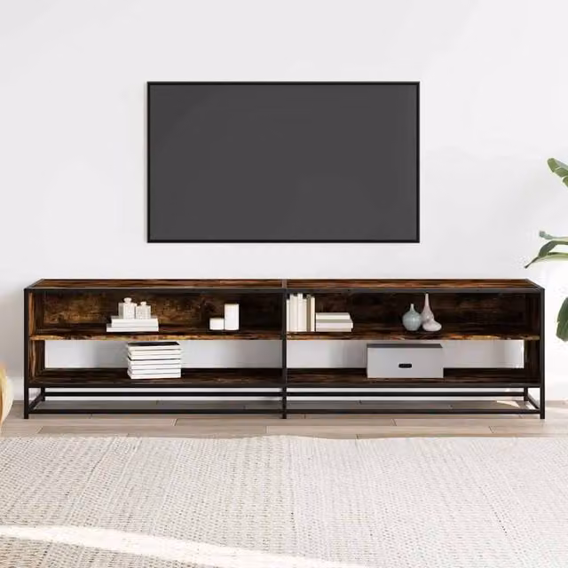 Berkfield Home TV Cabinet in Smoked Oak Brown, W/D/H: 180.5 x 40 x 46 cm
