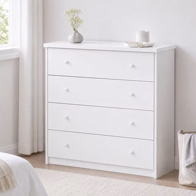 Core Products Erin White 4 Drawer Chest of Drawers with Metal Runners