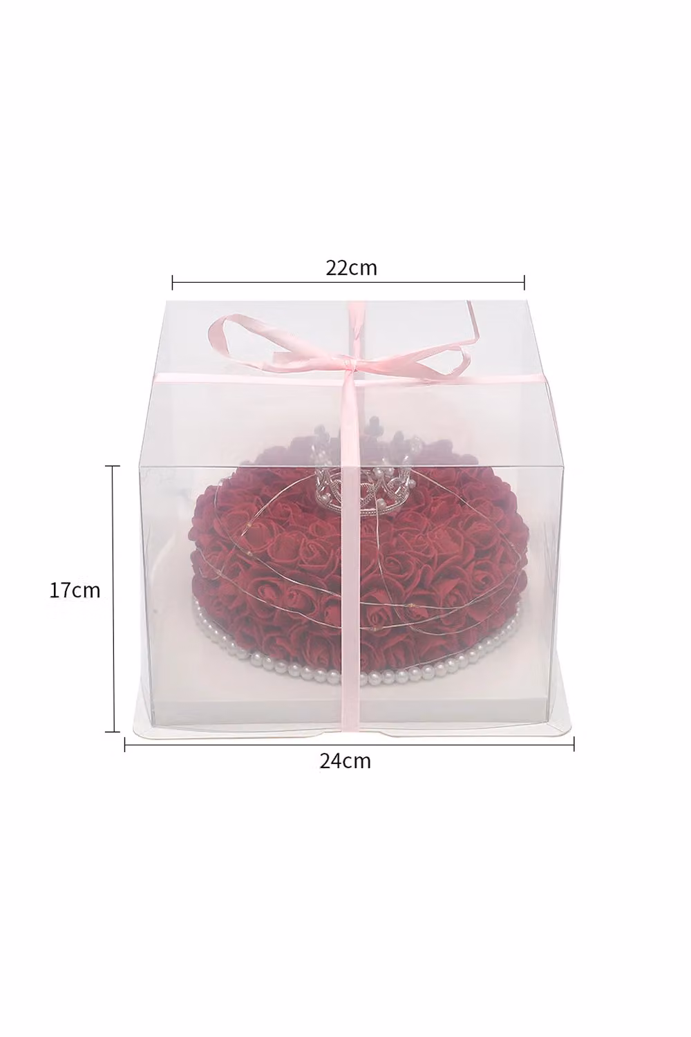 Living and Home Rose Cake Tabletop Decoration in Dark Red – 2