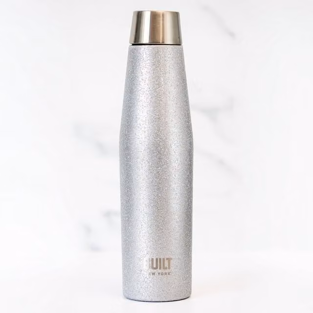 BUILT Apex Vacuum Insulated Stainless Steel Water Bottle, 540 ml, Silver Glitter Grey