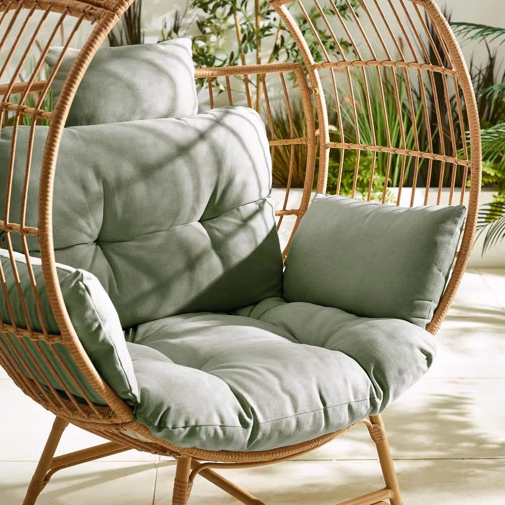FurnitureboxUK Boca Rattan Cocoon Garden Egg Chair in Green – 3
