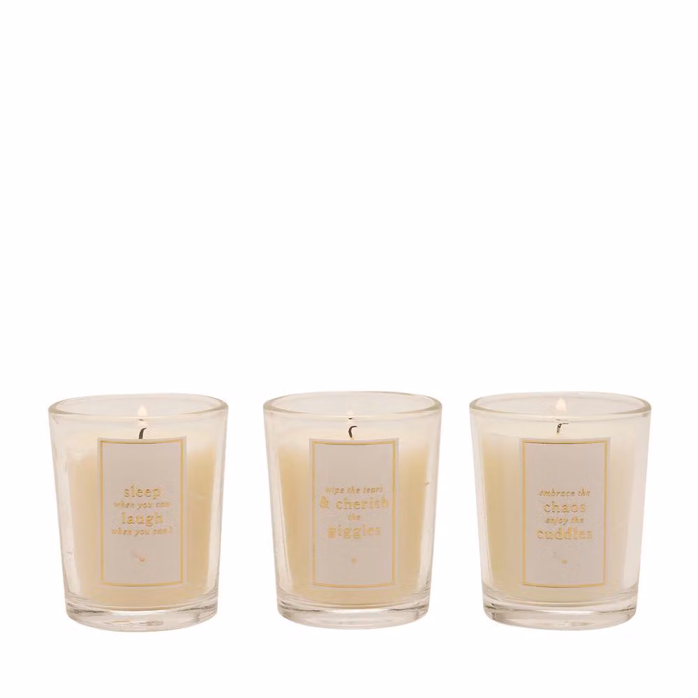 Bambino by Juliana Mummy and Daddy To Be Mini Candle Set in White and Gold – 3