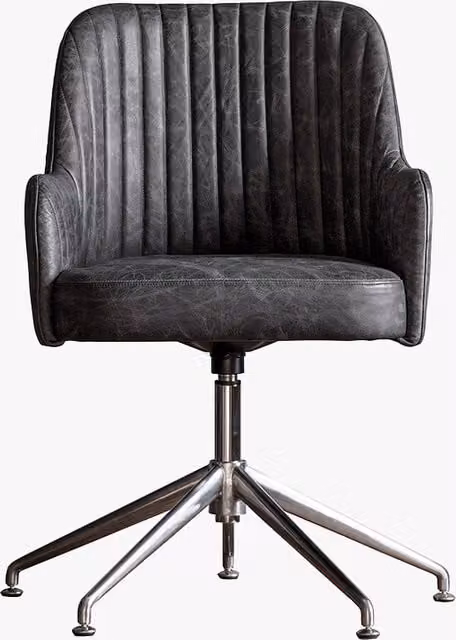 Perch & Parrow Ohara Grey Leather Executive Swivel Chair with Armrests
