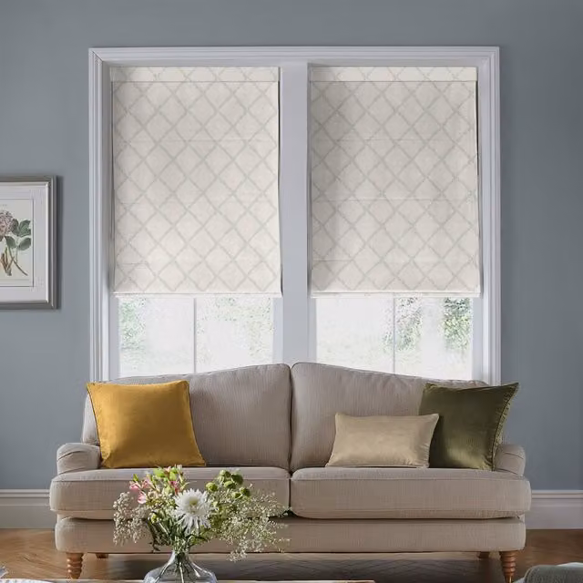 Laura Ashley Pennorth Made To Measure Blackout Roman Blind in Sage Green and Beige Polyester