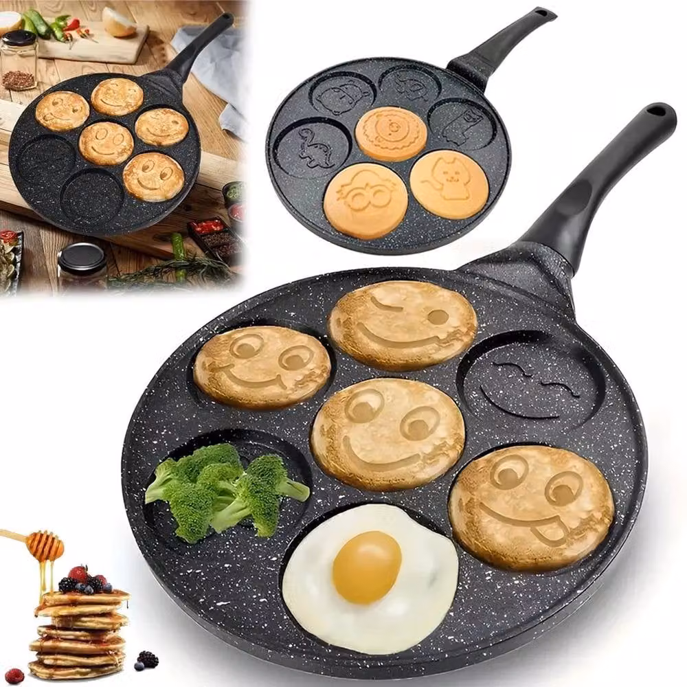 SPETLEK Black Non-Stick Smiley Face 7-Hole Pancake Pan Griddle – 2