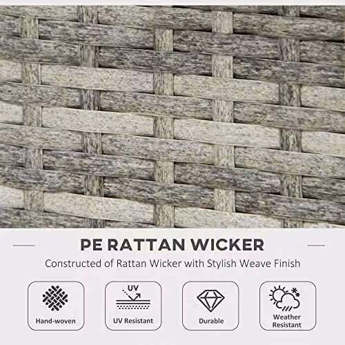 Outsunny PE Rattan Gas Fire Pit Table with Lava Stone in Grey, W/D/H: 71 x 71 x 63 cm – 6