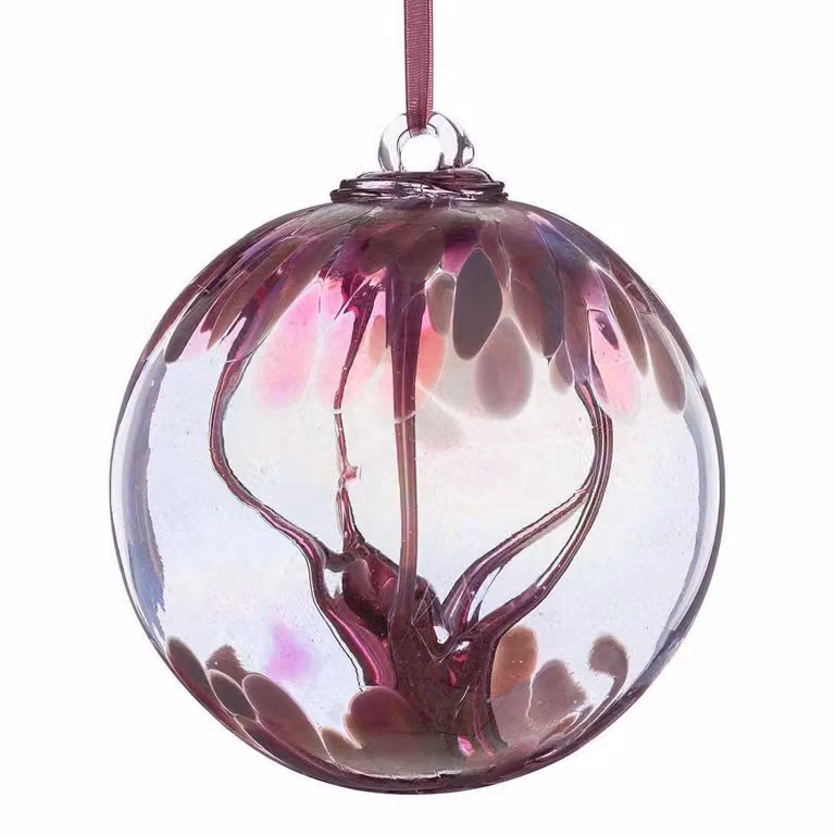 Sienna Glass Pink Spirit Ball with Glass Strands, 10 cm