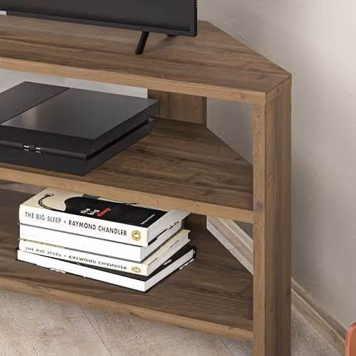 Decortie Thales Modern Corner TV Unit in Dark Brown, W: 110 cm – 2