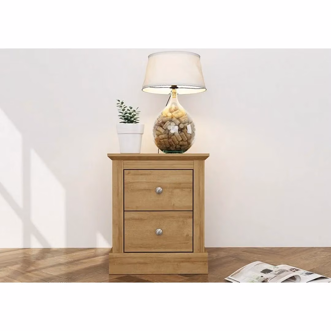 Lemon Pavilion Furniture Devon 2 Drawer Bedside Cabinet, Brown Oak, W: 45.9 cm, D: 39.5 cm, H: 55.2 cm – 2