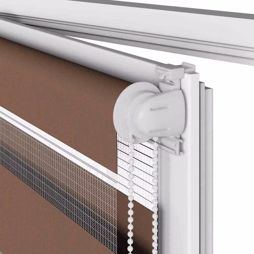 Berkfield Home Elegant Zebra Blind in Brown, W: 130 cm, H: 200 cm, Polyester Fabric – 4