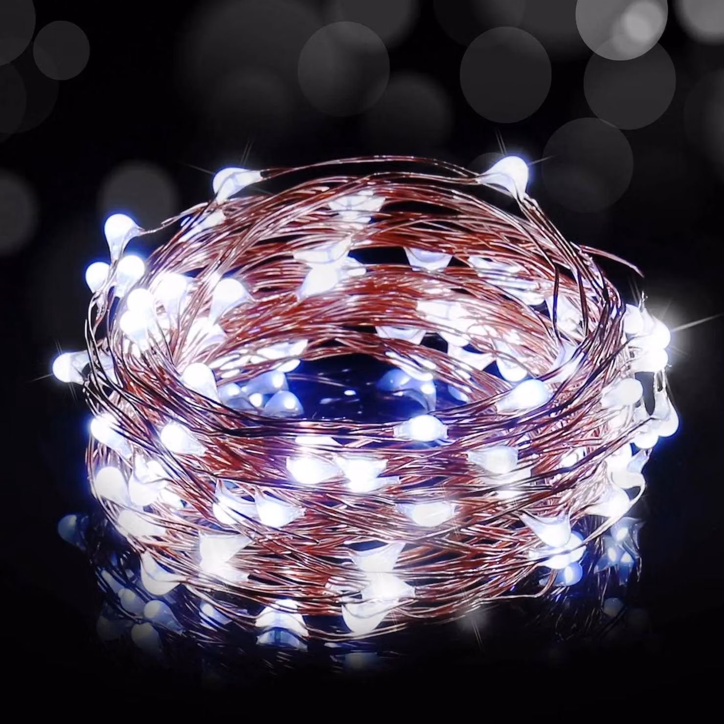 Shatchi 2 Pack of 40 LED Battery Operated Cool White String Lights with Copper Wire – 5