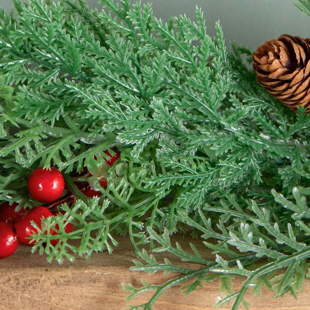 Samuel Alexander 1.50m Green Pine and Red Berry Christmas Garland with Pinecones – 3