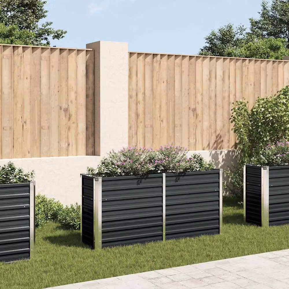 Berkfield Home Garden Anthracite Galvanised Steel Raised Bed, W/D/H: 160 x 40 x 77 cm – 2