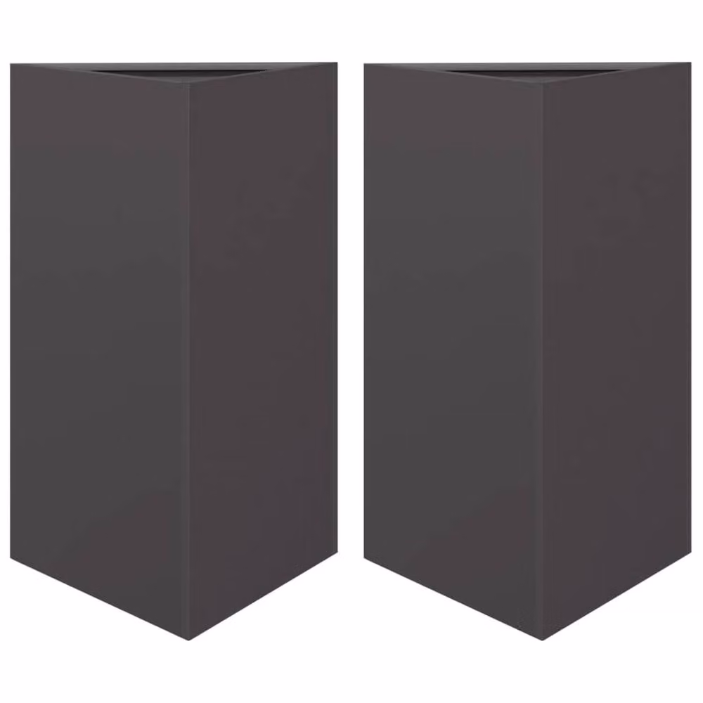 Berkfield Home Garden Triangular Steel Planters, 2 Pack, Black, W: 50 cm, D: 43 cm, H: 75 cm – 2
