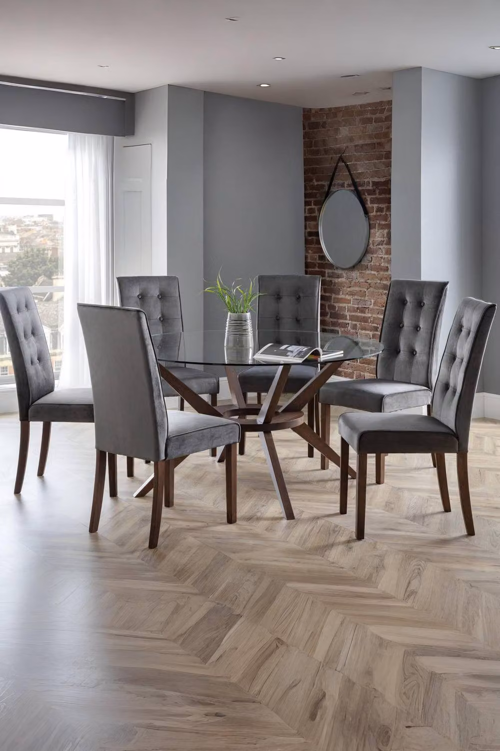 Julian Bowen Madrid Set of 2 Grey Velvet Upholstered Dining Chairs – 2