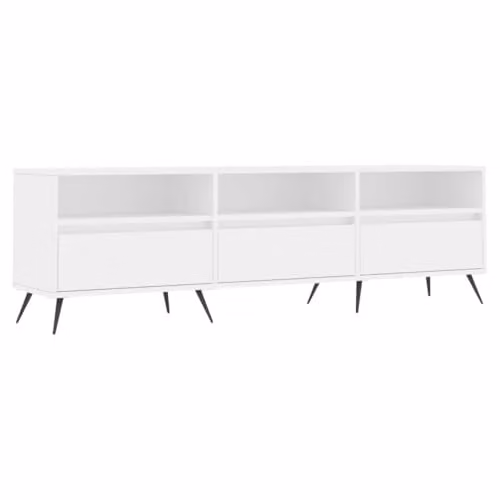 vidaXL Minimalist White TV Cabinet in MDF and Metal, W: 150 cm, D: 30 cm, H: 44.5 cm
