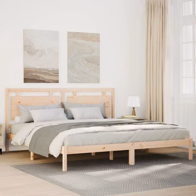 Berkfield Home Extra Long Solid Wood Bed Frame in Brown, 200 x 220 cm