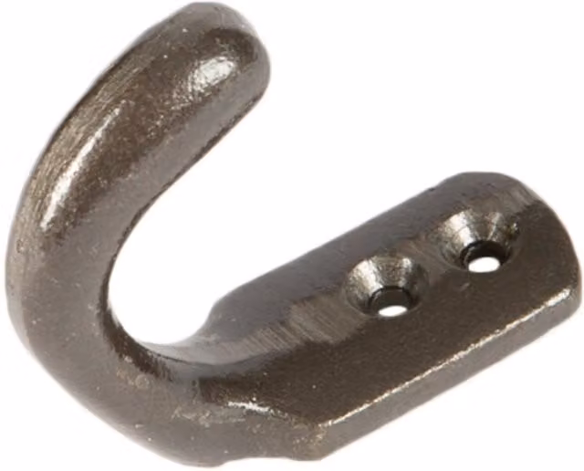 Hammer and Tongs Iron Single Coat Hook in Grey and Brown, 20 x 55 mm