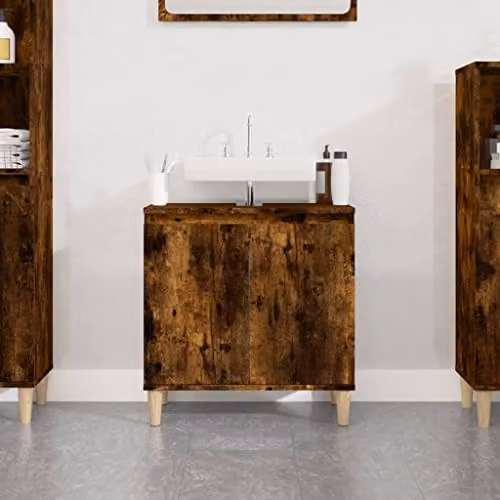 vidaXL Freestanding Bathroom Sink Cabinet in Brown Engineered Wood, W/D/H: 58 x 33 x 60 cm – 2