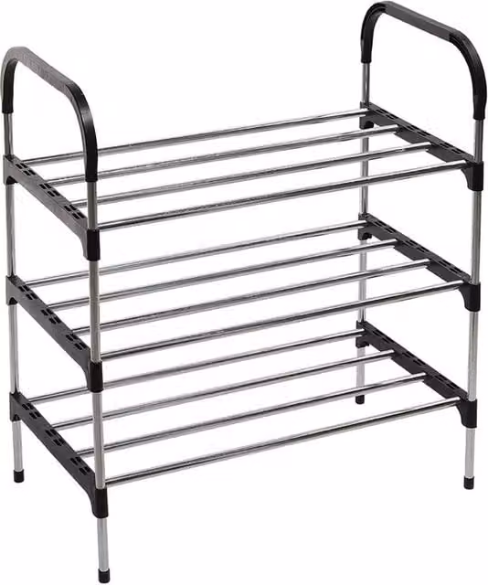 Nordara 3-Tier Metal Shoe Rack Organiser Stand in Black – 1