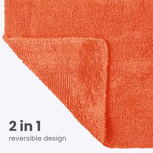 Allure Bath Fashions Elegance Reversible Heavyweight Cotton Pedestal Mat in Terracotta, W/D/H: 55 x 55 x 1 cm – 4