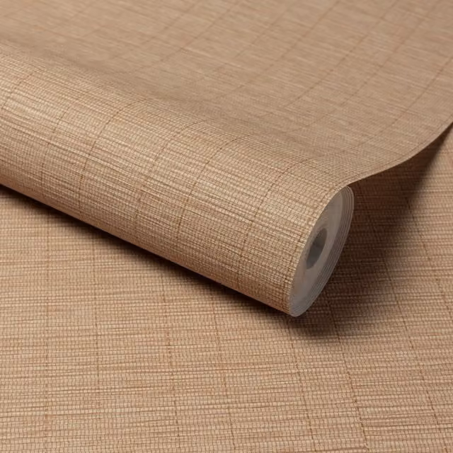 Grandeco Stitched Bamboo Grasscloth Textured Wallpaper in Beige