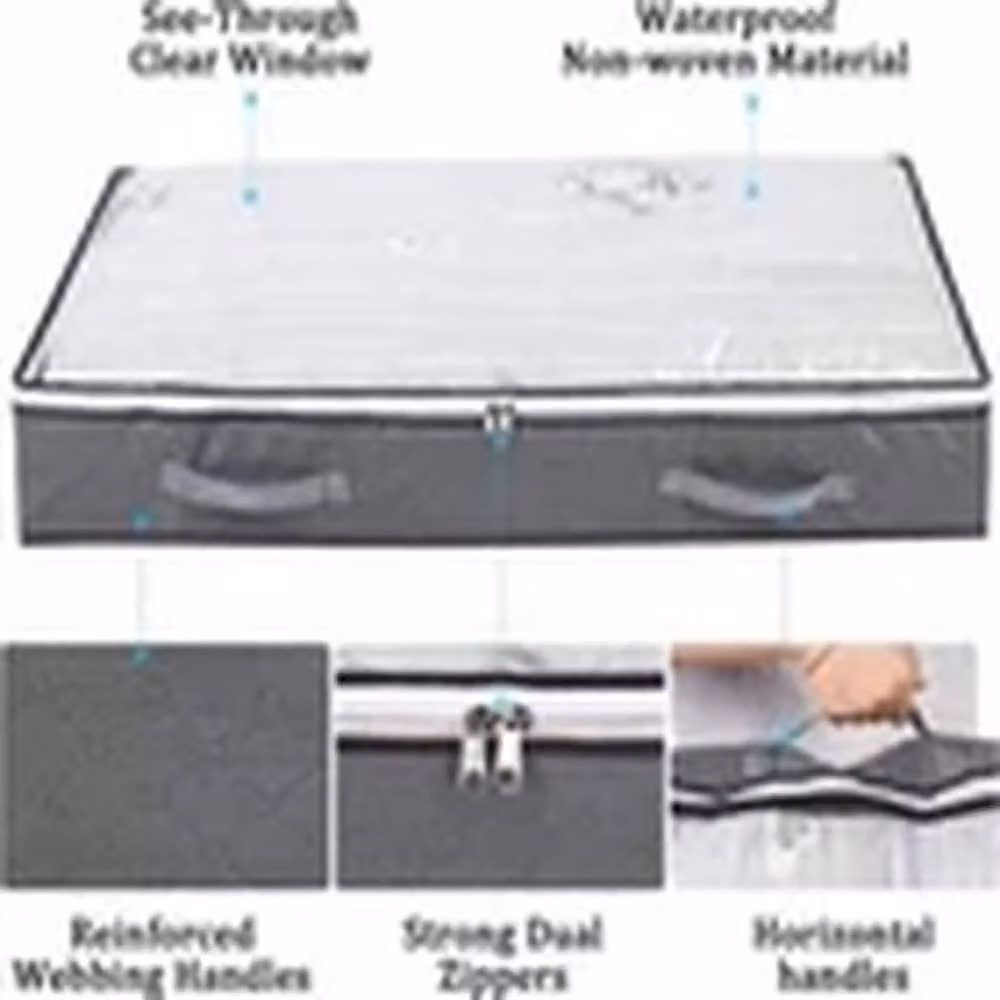 EONLION 2 Large Zipped Underbed Storage Bags for Clothes and Shoes in Grey – 4