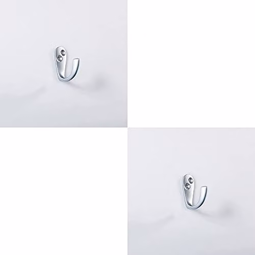 Loops 2 Pack Victorian One Piece Single Wall Mounted Bathroom Robe Hook in Satin Chrome, 40mm Projection