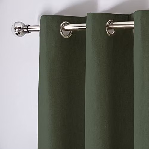 Fusion Cannes Thermal Blackout Eyelet Curtains, Bottle Green, W: 117 cm, L: 137 cm, 2 Panels – 2
