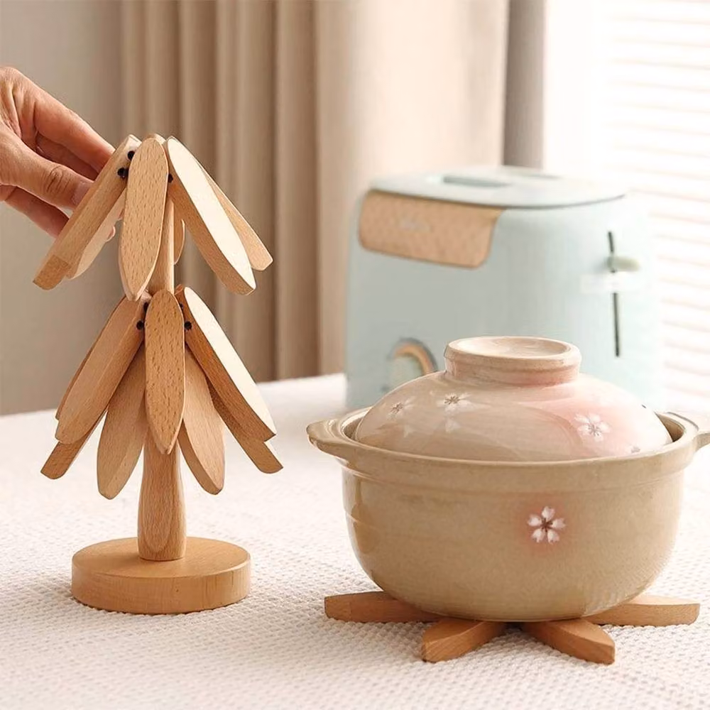 NESTLUNE Tree Wooden Trivets and Coasters Set in Beige and Brown, W/D/H: 100 x 15 x 15 cm – 2
