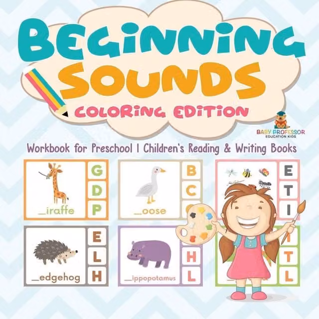 Baby Professor Beginning Sounds Coloring Edition Preschool Workbook in Orange and Multicolour