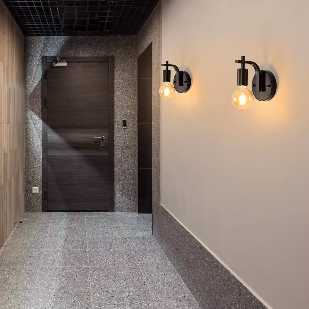 Goeco Set of 2 Vintage Industrial Metal Wall Lights in Black with E27 LED Compatibility – 7