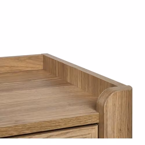 Julian Bowen Sydney 6 Drawer Wide Chest of Drawers in Oak and Brown with Geometric Rattan Print, H75 x W120 cm – 6