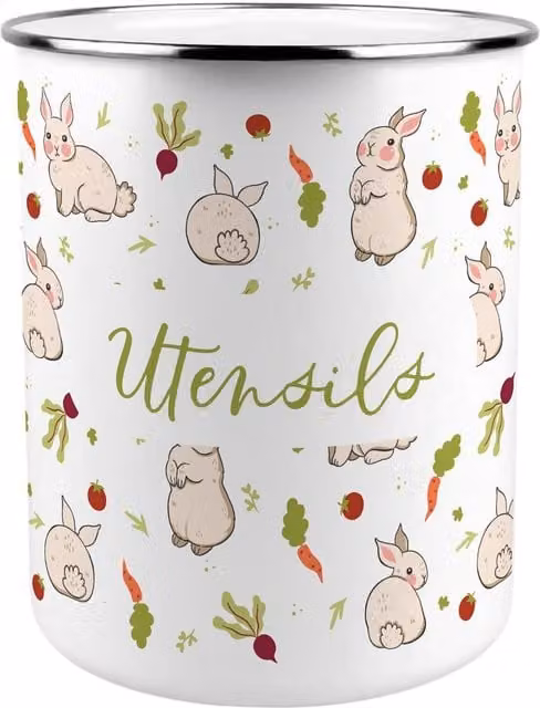 Purely Home Vegetable Patch Rabbits Kitchen Utensil Holder in Multicoloured Metal