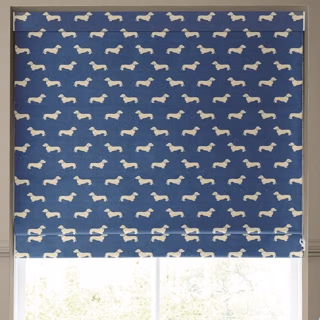 Emily Bond Peggy Made to Measure Blackout Roman Blind in Indigo Blue
