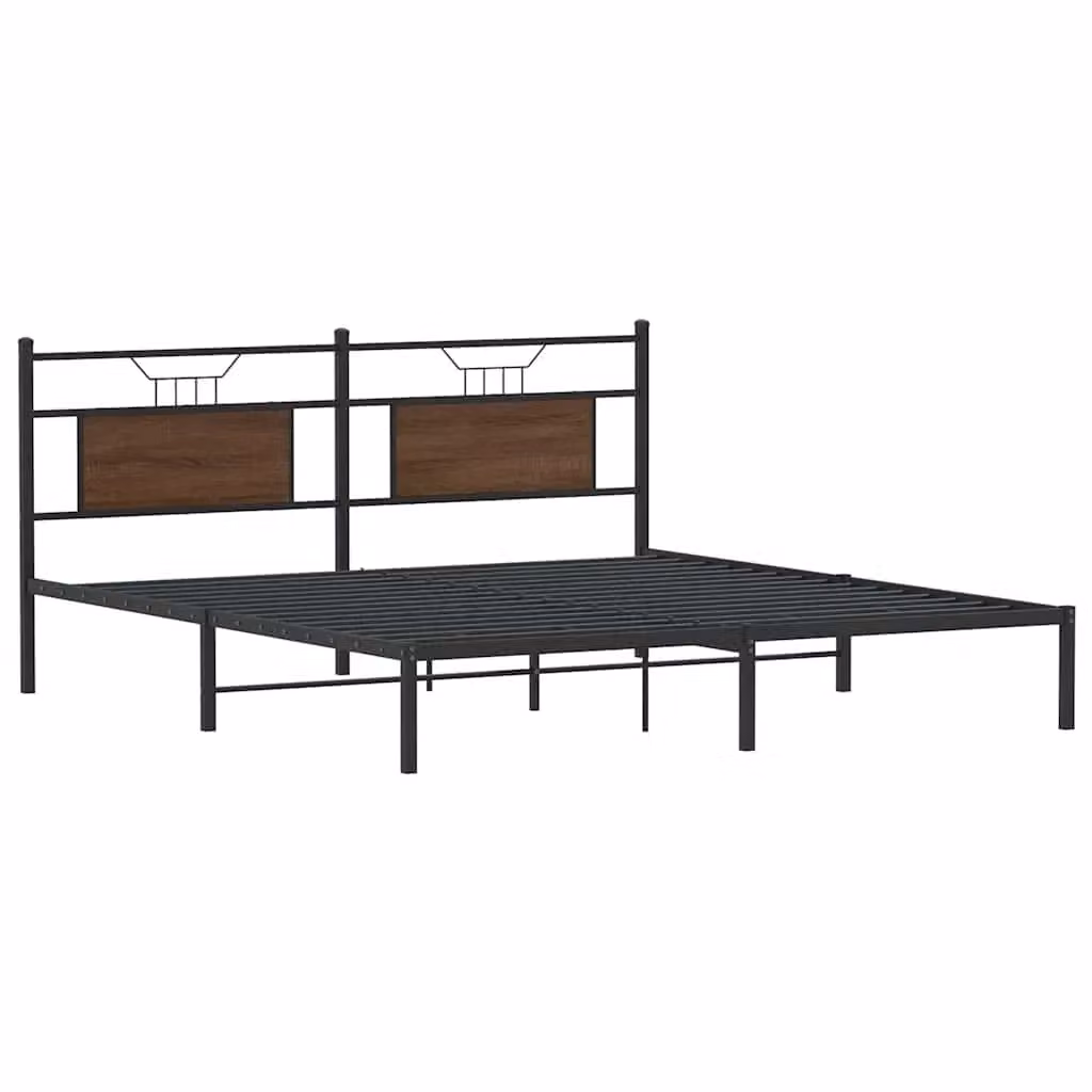 Berkfield Home Bed Frame in Brown Oak, Engineered Wood, W: 183 cm, D: 203 cm – 2