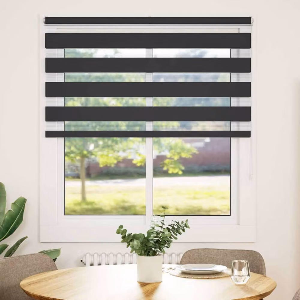 Berkfield Home Elegant Zebra Blind in Black Polyester, W: 135 cm, H: 150 cm – 3