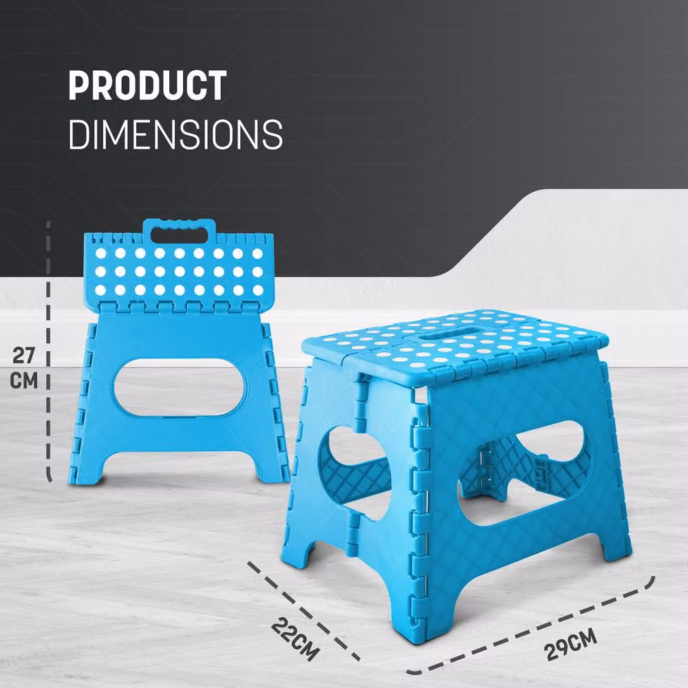 Keplin Heavy Duty Folding Step Stool, Non-Slip Portable Footstool in Blue – 2