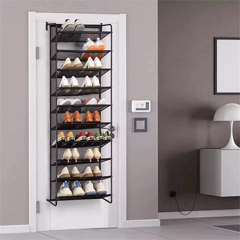 SPETLEK Wall Hanging Shoe Rack Organizer, 30 Pairs Capacity, Black Metal – 2
