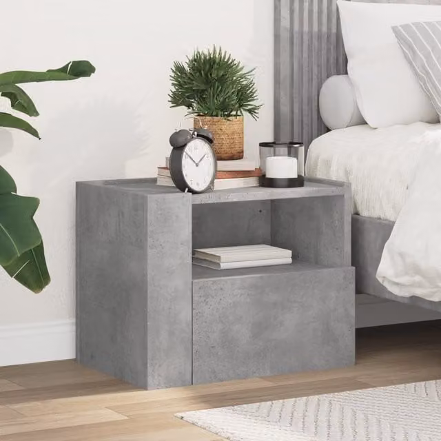 Berkfield Home Wall-mounted Bedside Cabinet in Concrete Grey, W: 45 cm, D: 30 cm, H: 35 cm