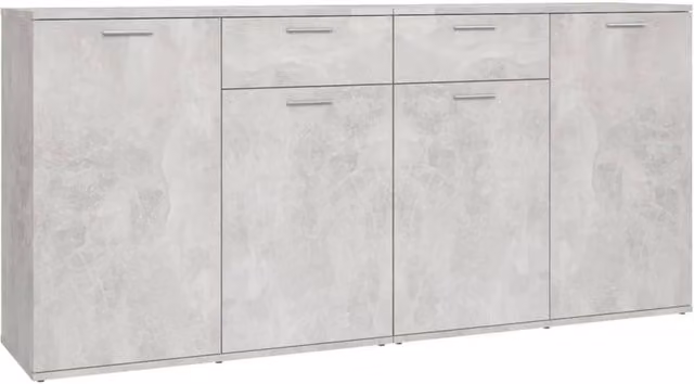 Berkfield Home Concrete Grey Sideboard in Engineered Wood, W/D/H: 160 x 36 x 75 cm