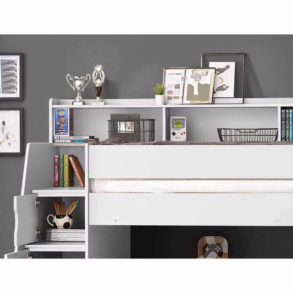 Cheshire Solid Pine Single Staircase Bunk Bed in White – 3