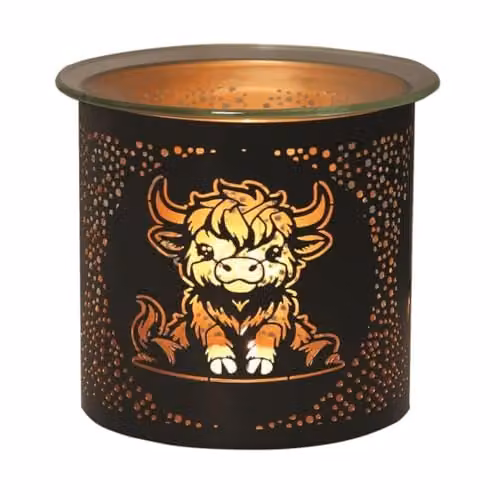 Aromatize Highland Cow Multi Functional Tealight Wax Melt Burner in Black and Gold, Diameter: 10.5 cm – 1