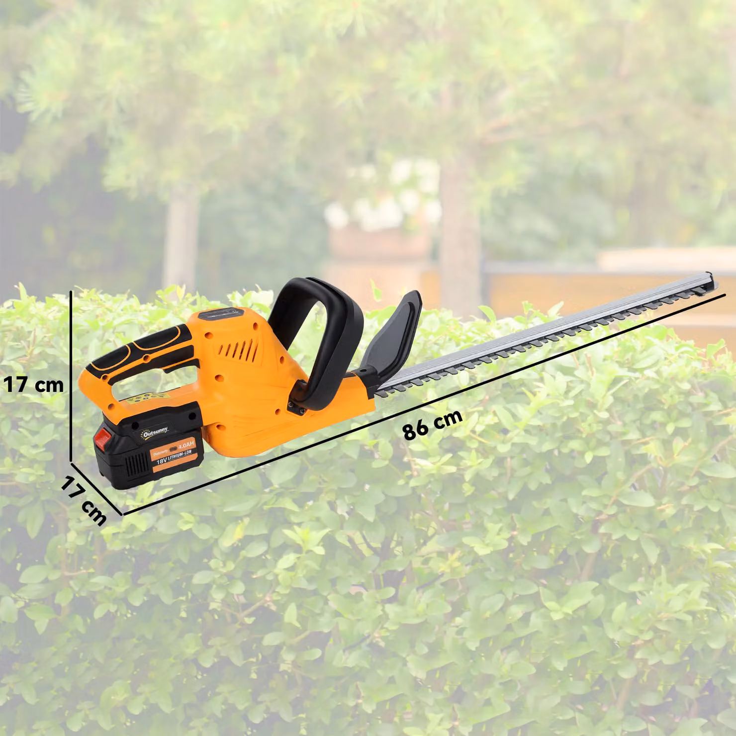 OUTSUNNY Cordless Reciprocating Hedge Trimmer with Brushless Motor and Spare Battery, Orange – 3
