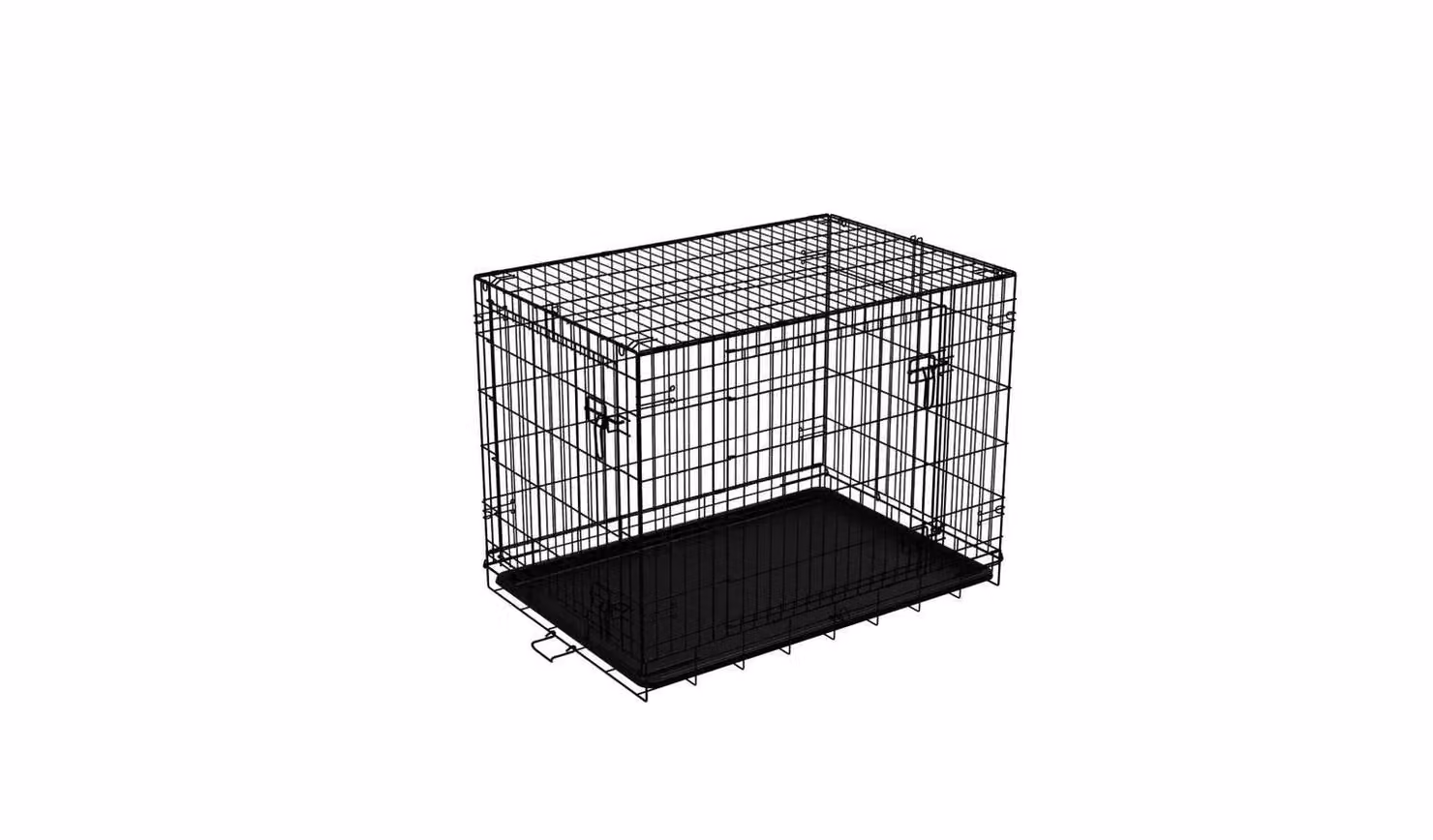 Large Double Door Pet Cage Kennel in Black, W/D/H: 92 x 63 x 71 cm