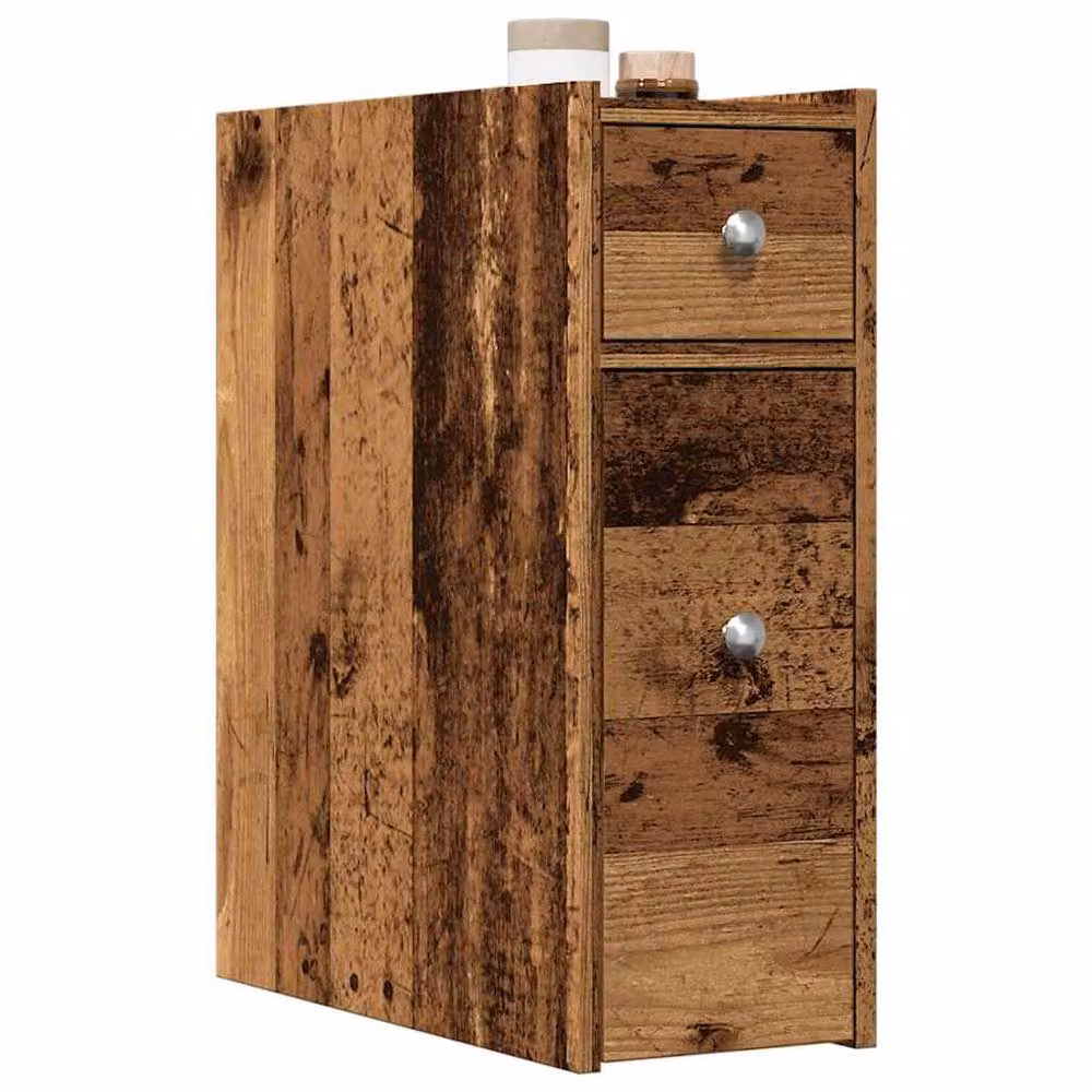 Berkfield Home Narrow Bathroom Cupboard with Wheels in Old Wood Brown – 2